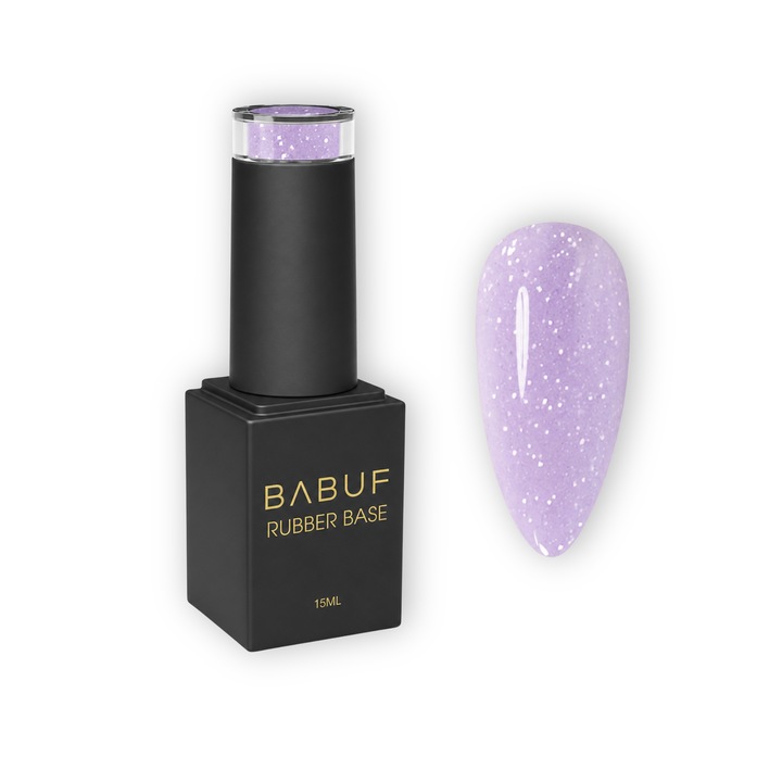 Baza Rubber Glitter BABUF, Lavender Dream, RBG8, autonivelanta, nuanta lavanda pastelata, 15ml