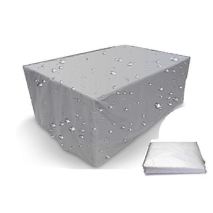 Husa pentru set mobilier de gradina YJ53 25-26, disponibila in pana la 75 dimensiuni, din PVC cu strat rezistent la apa, protectie la ploaie si zapada usoara, argintiu/negru, 1 buc