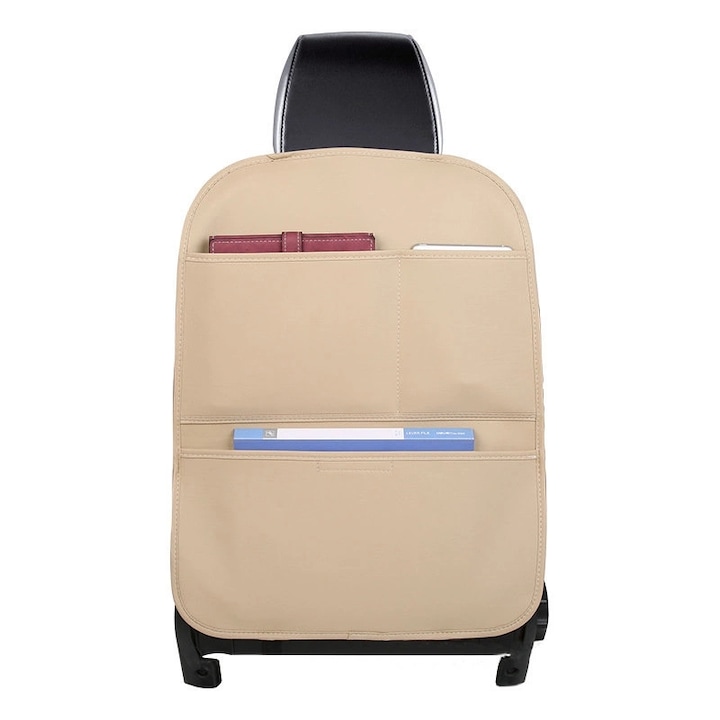 Organizator auto pentru scaun Armchair Seat, Piele ecologica, Waterproof, Bej
