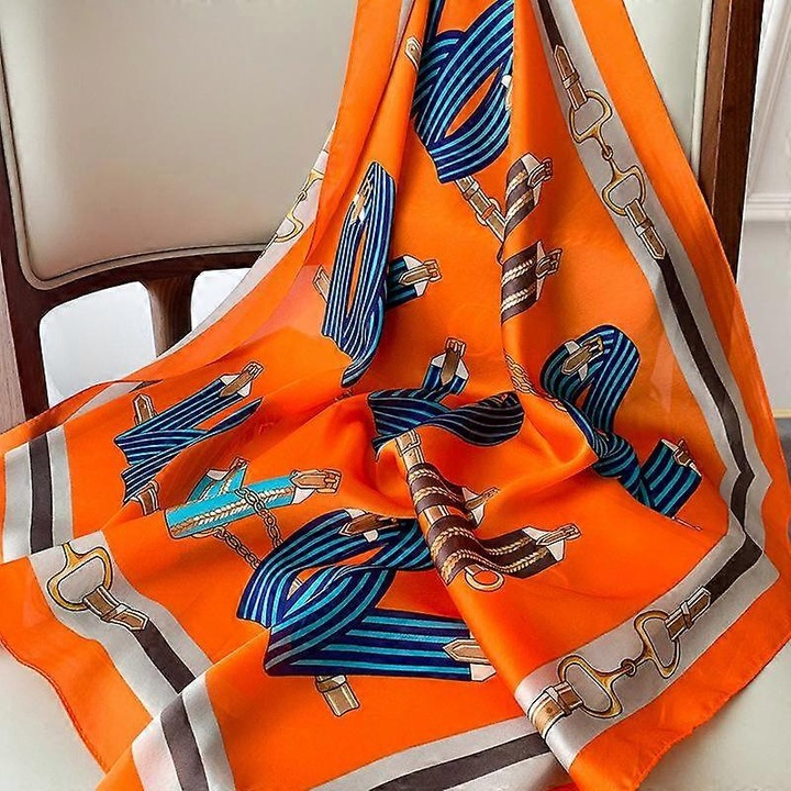 Esarfa din matase artificiala pentru femei, imprimeu, 70x70cm