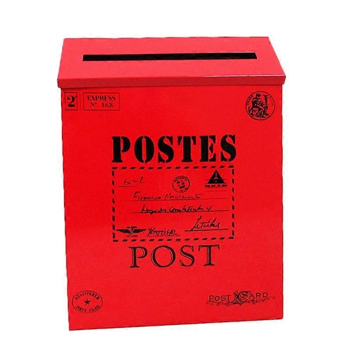 Cutie postala din fier, rosie, 30x23x6cm, stil american, decorativa