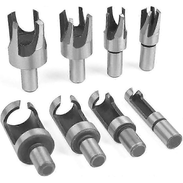 Set de burghie, 8 piese, 1/4" - 5/8", otel carbon, acoperire titan