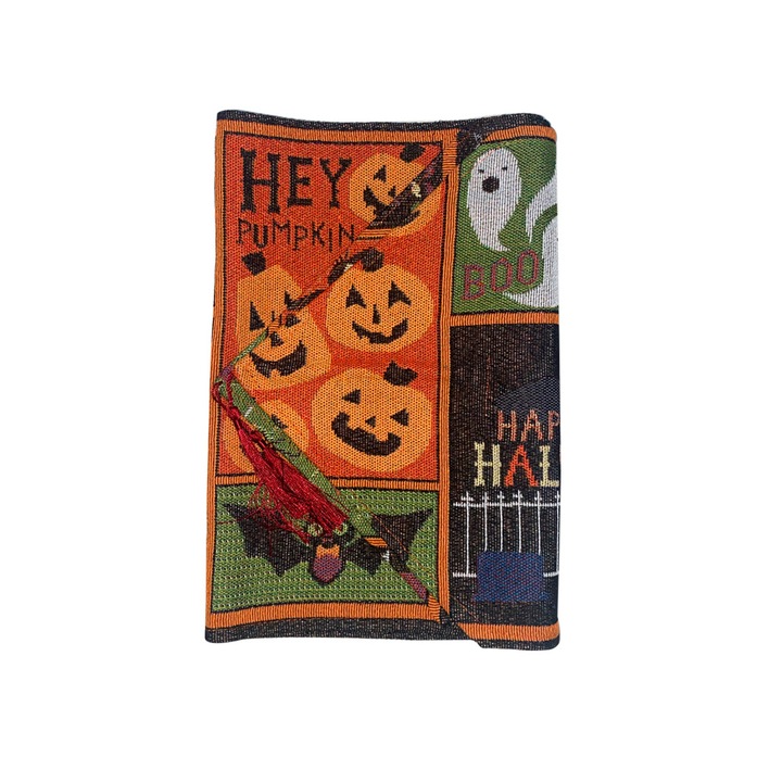 Pamut-len asztali futó Halloween mintával, MIHX-840699, többszínű, 13 x 71 in (33 x 180 cm)