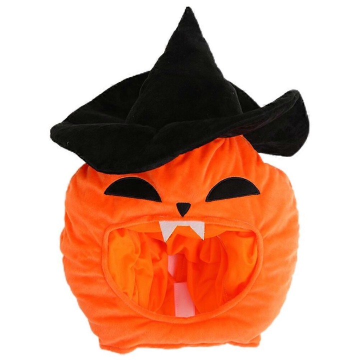 Caciula de Halloween cu forma de dovleac, 44x34x34cm, material plus