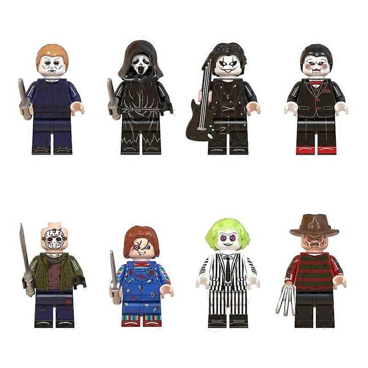 Set 8 figurine Personaje Infricosatoare de Halloween, multicolor