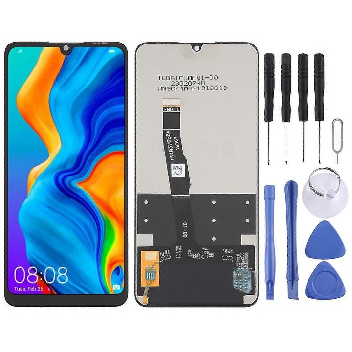 Ecran LCD cu digitizator pentru Huawei P30 Lite, set complet, 6.15 inch, negru