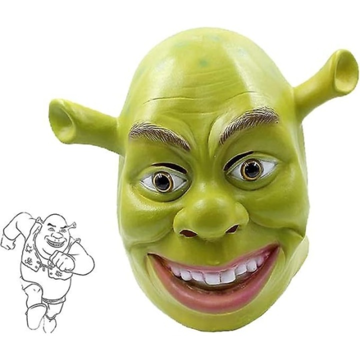 Masca Shrek, latex, design 3D, dimensiune universala, 54-64 cm, pentru petreceri Halloween