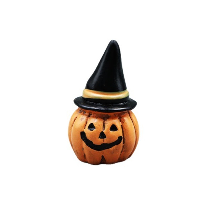 Decoratiune de Halloween, mini cap de dovleac, pentru gradina, dovleac cu palarie
