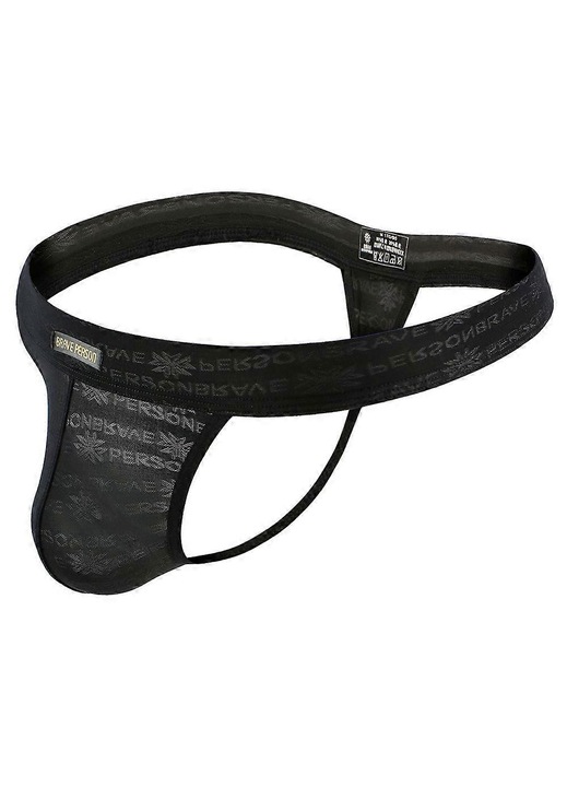 Férfi alsónadrág, tanga, szexi, alacsony derekú, fekete, nylon