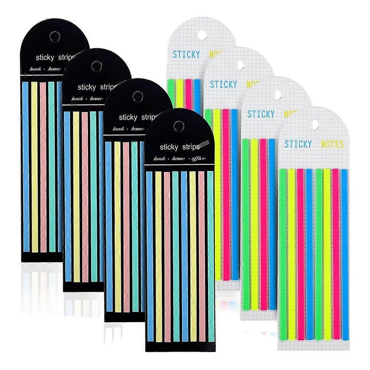 Комплект 1280 прозрачни флуоресцентни ленти, 8 цвята, 5.5x0.2 инча