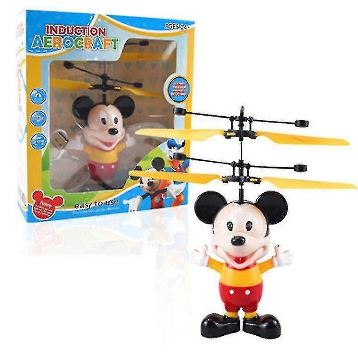 Elicopter de jucarie cu inductie, rosu, galben, albastru, 30x30cm, set 1 model + cablu USB