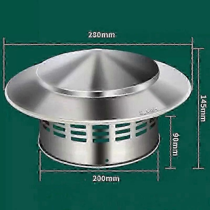 Rozsdamentes acél kéményfedél 175mm, eső, szél, hóálló