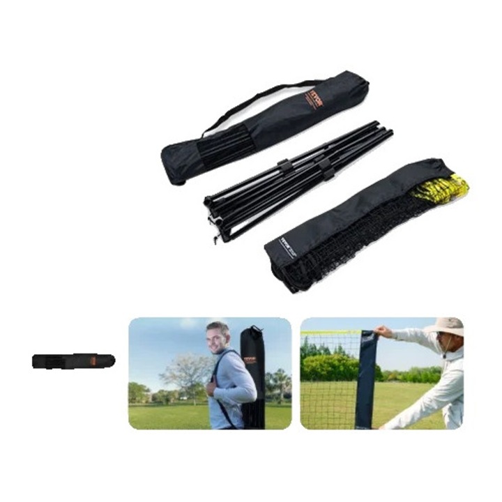 Sport háló, 14x2.5 láb, hordozható kivitel, rögzítő karókat tartalmaz