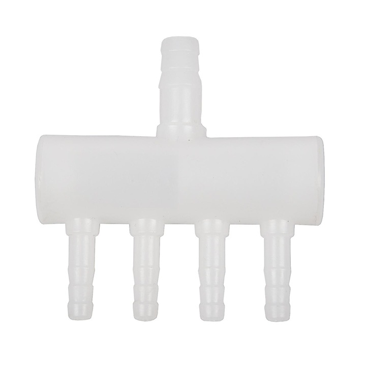 Distribuitor tub acvariu 4 cai, plastic, alb, 6.8x6x2cm, set 1 buc