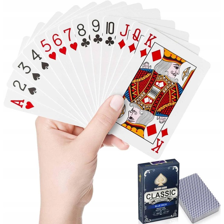 Játékkártya szett, 52 kártya, vízálló, nem gyűrődő, pókerhez, blackjackhez, kanasztához, többszínű