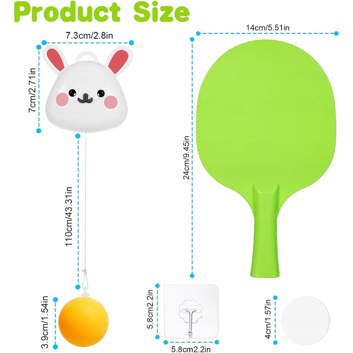 Set de antrenament tenis de masa, design amuzant, inaltime ajustabila