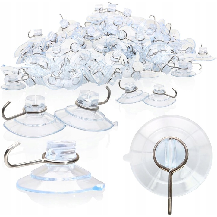 Set 80 suporturi cu ventuza, transparent, 3,5cm