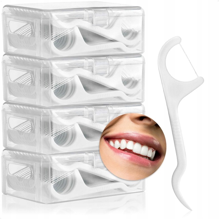 Set 200 stifturi cu ata dentara, alb, 8x2cm