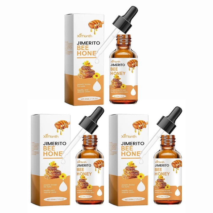 Picaturi pentru ochi cu extract de miere, Ximonth, 30ml, 3 bucati, efect calmant, reducerea rosetii