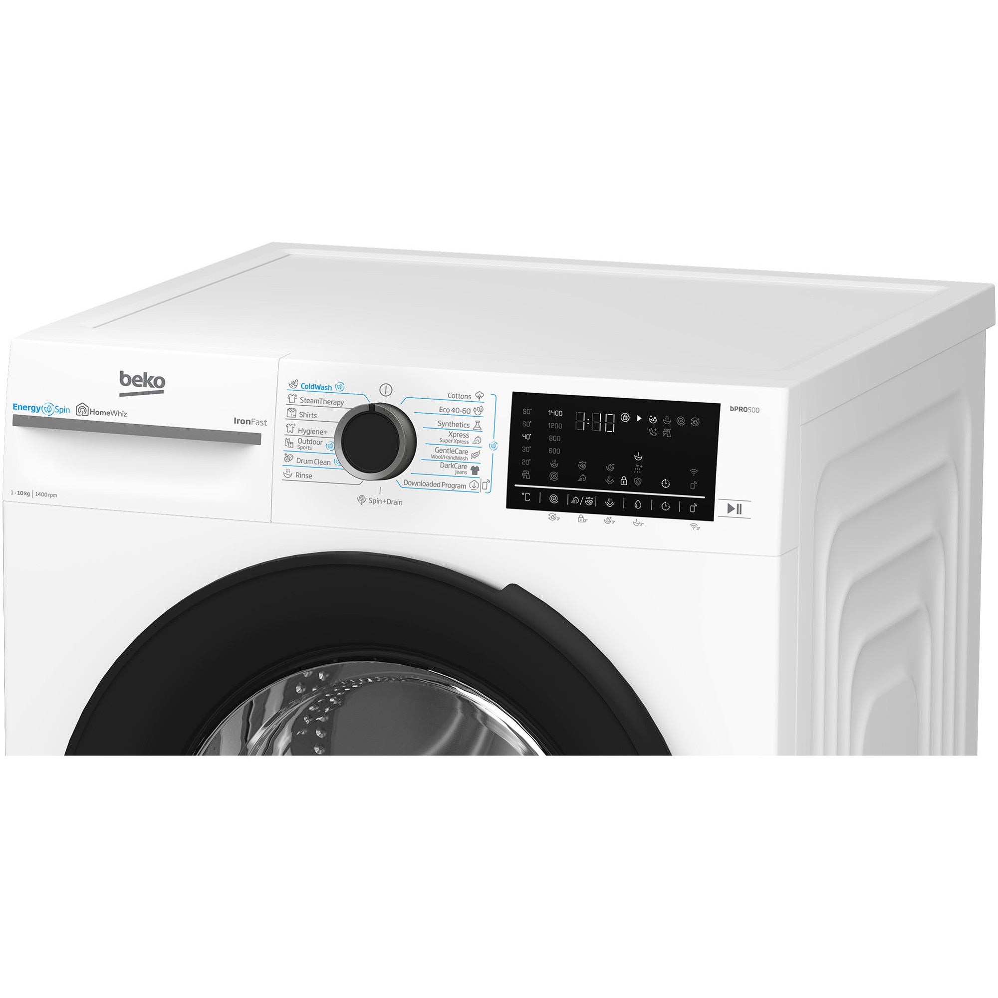 Masina de spalat rufe Beko BM5WFU610415W, 10 kg, 1400 RPM, Clasa A, Recycled Tub, HomeWhiz prin WiFi , Motor ProSmart Inverter, AddXtra, Hygiene+, Culoare ALB