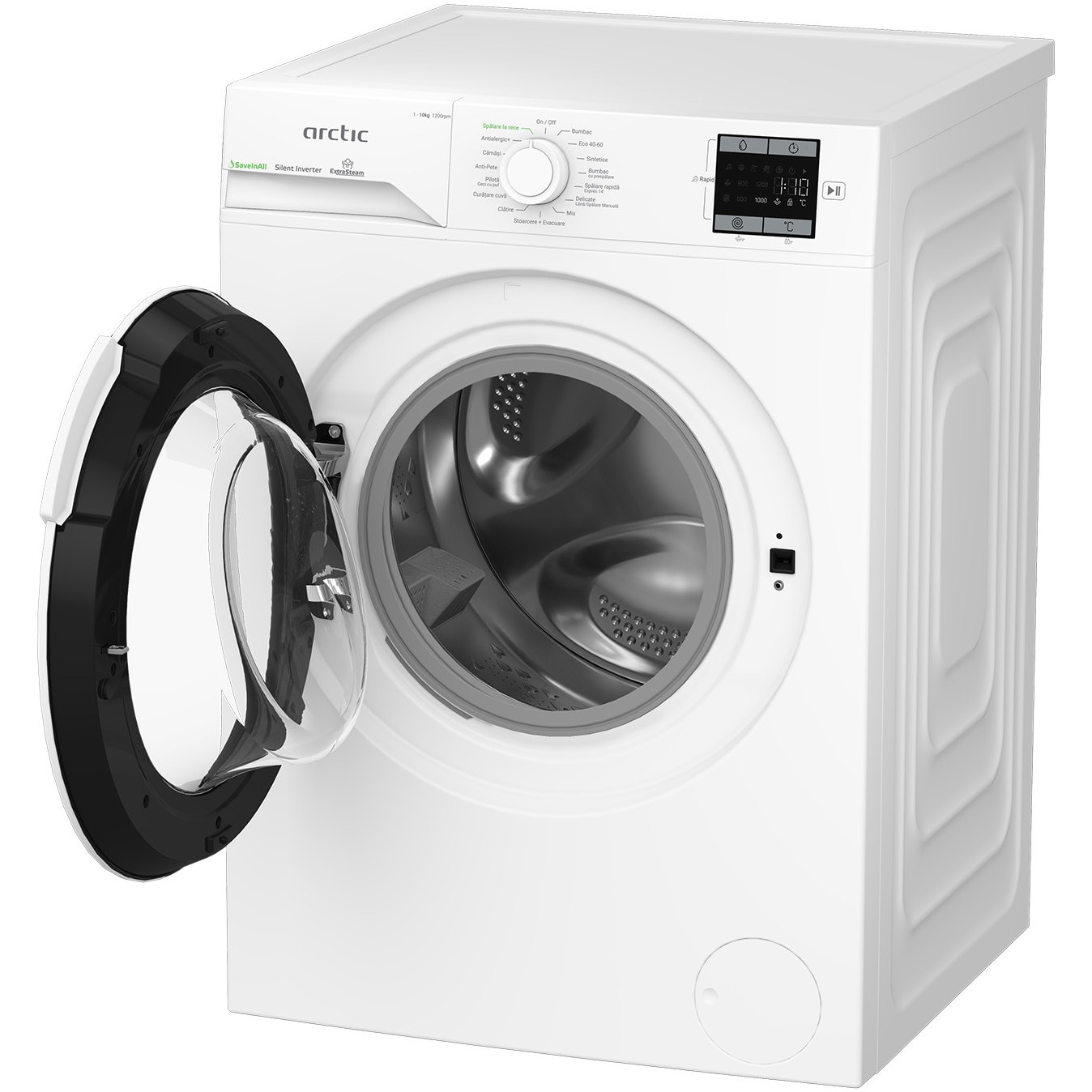 Masina de spalat rufe ARCTIC APLM1WFSU110212W, 10 kg, 1200 RPM, Clasa A, Add-in, Motor inverter, Recycled Tub, Culoare Alb