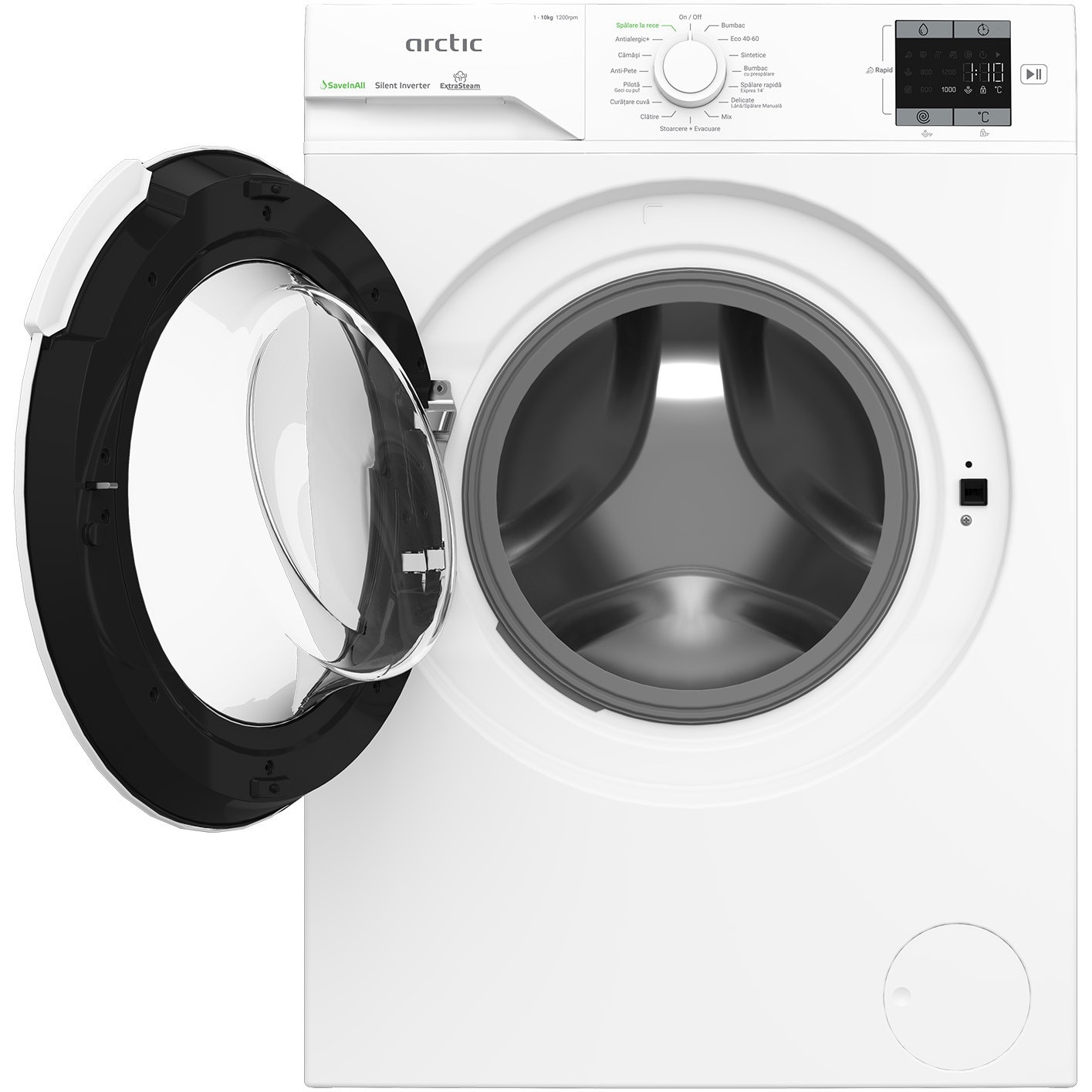 Masina de spalat rufe ARCTIC APLM1WFSU110212W, 10 kg, 1200 RPM, Clasa A, Add-in, Motor inverter, Recycled Tub, Culoare Alb