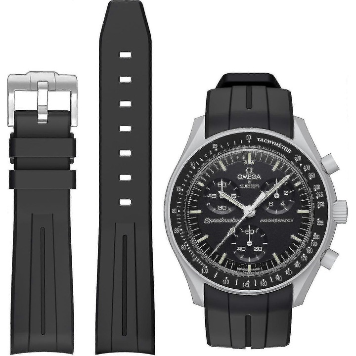 Curea de ceas Moonswatch, 20mm, cauciuc moale, prindere cu catarama