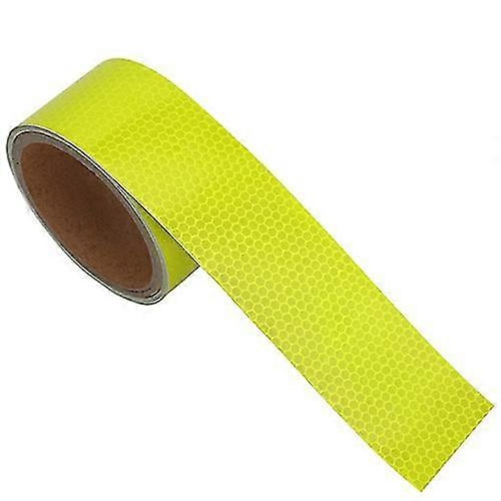 Fényvisszaverő figyelmeztető szalag, 5cm x 3m, PVC, sárga, 1 tekercs/szett