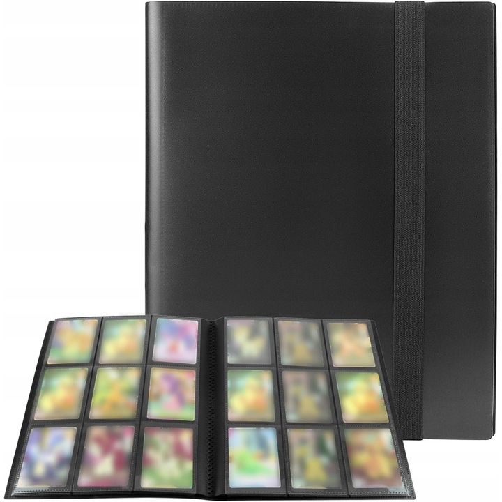Kártyaalbum, 20 oldal, 9 zseb, kompatibilis a standard 2 1/2 x 3 1/2 hüvelykes kártyákkal, 360 kártya kapacitás, rugalmas szalaggal záródik
