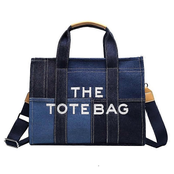Тоте чанта от деним, модел пачуърк, 45746