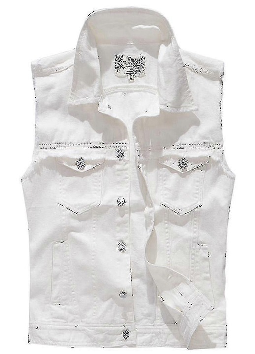 Farmer mellény, fehér, laza, ujjatlan, vintage dizájn, férfi, XL INTL