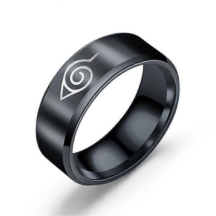 Inel din otel titan, unisex, 8mm, negru