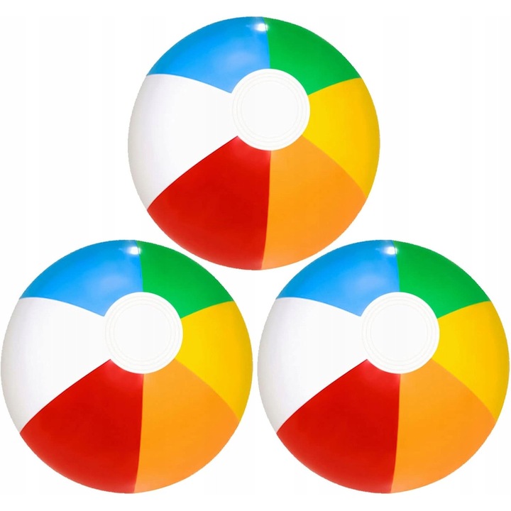 3 felfújható strandlabda szett, változatos színek, PVC anyag, beltéri és kültéri használatra