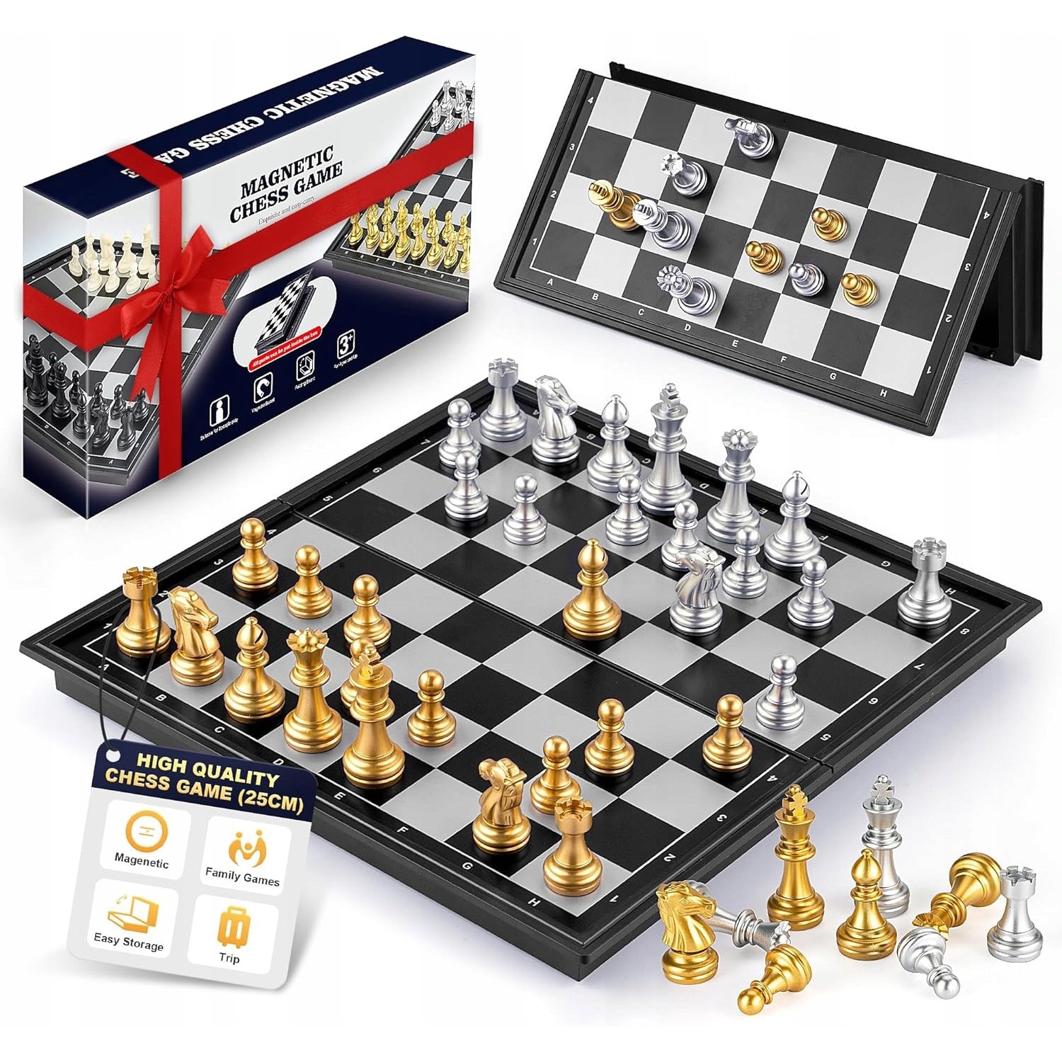 MZYB sha 10点セット Set mini sah magnetic, 25x25cm, design clasic, portabil - eMAG.ro