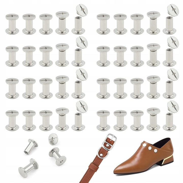 Set 80 nituri, Chicago M5 x 10 mm, pentru proiecte din piele, argintii