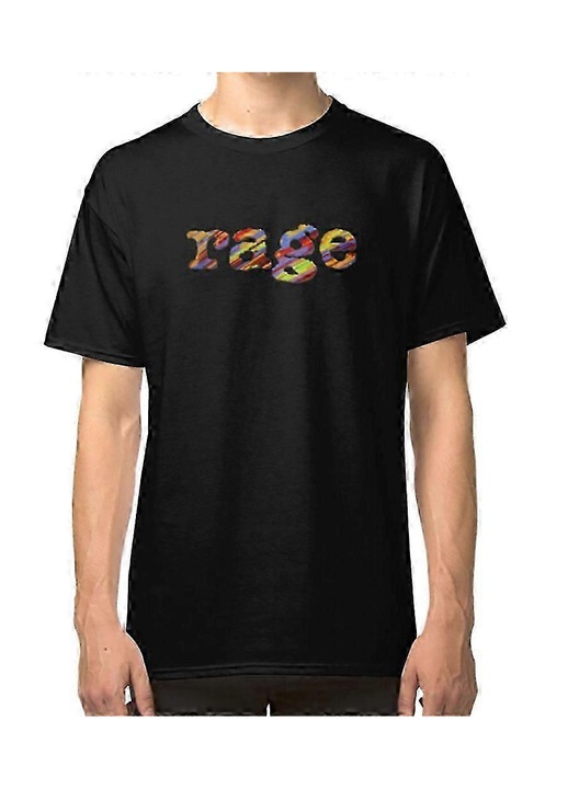 Férfi póló, fekete, 100% pamut, elöl nyomott minta, XL INTL