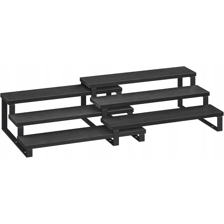 Organizator pentru condimente, 6 niveluri, bambus si otel, set de 2 rafturi, 7,6cm latime