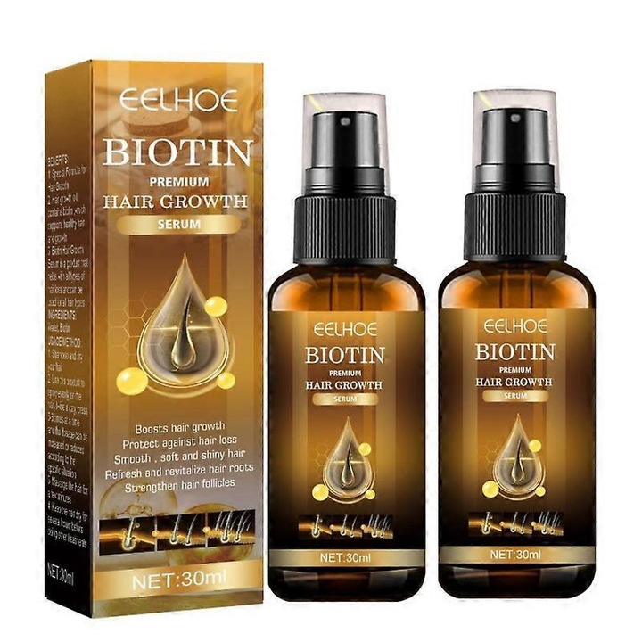 Hajsűrítő spray Biotin, 30ml, természetes összetevők, 10.7x2.8cm, 2 palackos készlet
