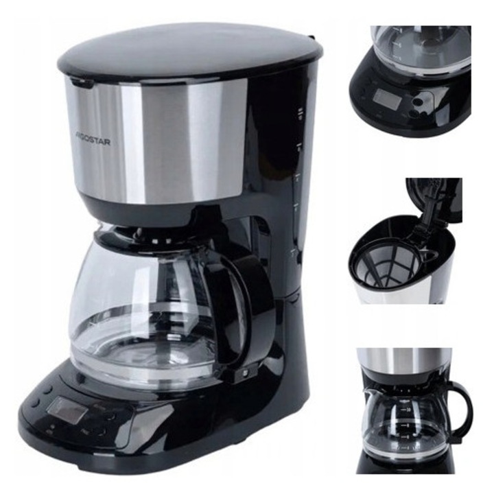 Cafetiera Aigostar, 1,25L, 750W, timer, negru, set complet