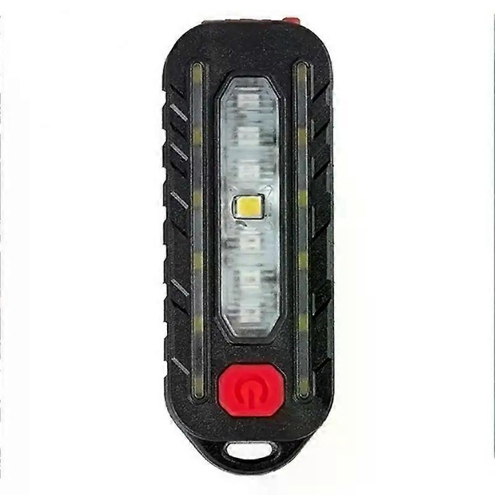 Mini taktikai lámpa csipesszel, piros és kék jelzőfény, USB-ről tölthető, 70x25x16mm, 1 db-os készlet