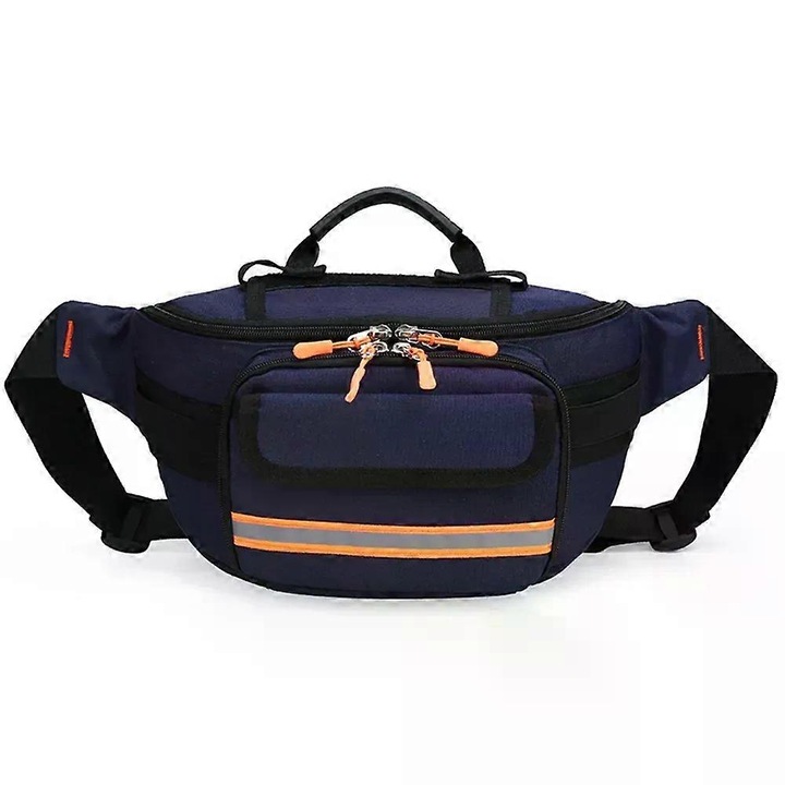 Sporttáska, elsősegélykészlet, fényvisszaverő csíkkal, kék, 32x17x12cm