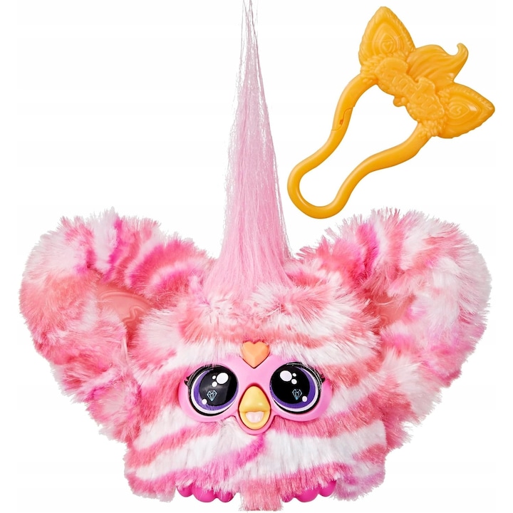 Mini jucarie interactiva Furby Furblet Ree-Mix, muzica hip-hop, 5 cm, cu clip pentru chei, 45 sunete si fraze