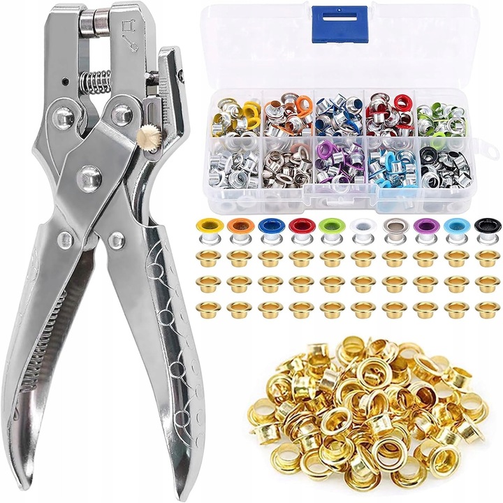 Set clesti pentru ochi, 400 ochi, metal rezistent, multicolor, pentru incaltaminte si textile