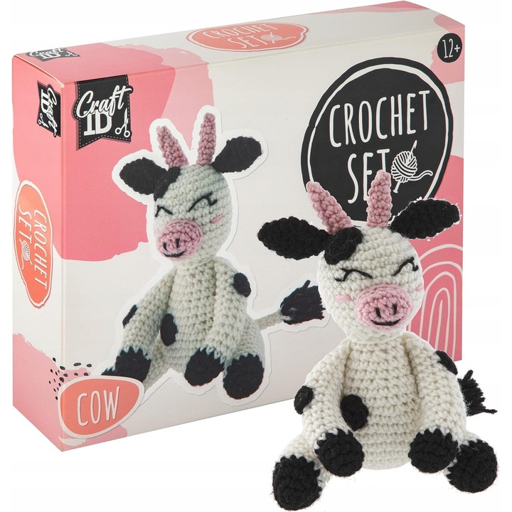 Set de crosetat, model vaca, pentru incepatori, 12 ani+