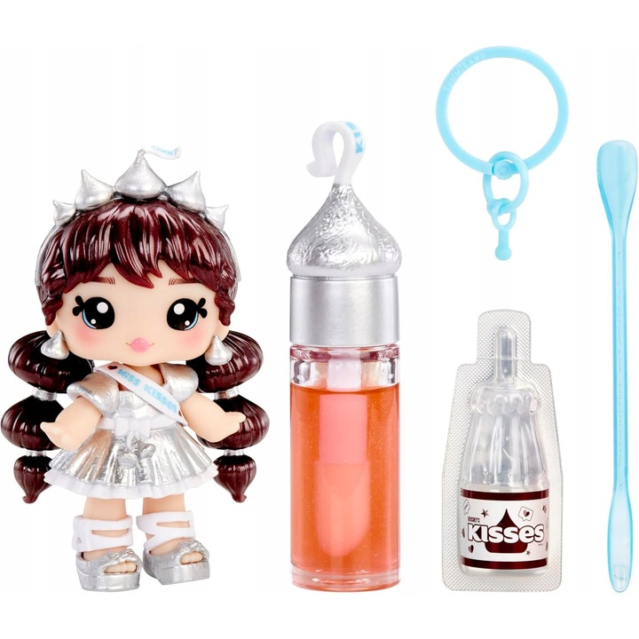 Papusa Yummiland x Hershey's Kisses, ajakfény kreatív szett, cserélhető kiegészítők, többszínű, gyermekeknek 4 éves kortól