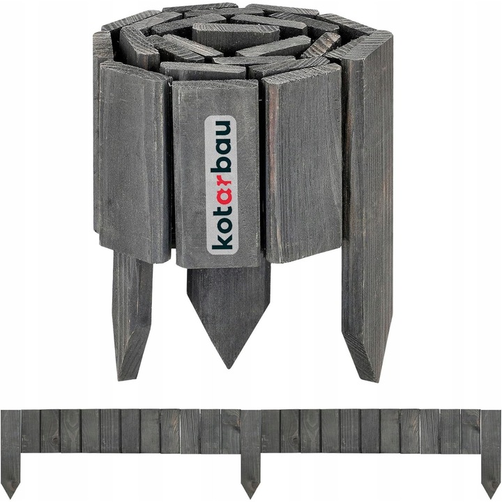 Дървена ограда, 110x10см, антрацит, комплект за защита на градината