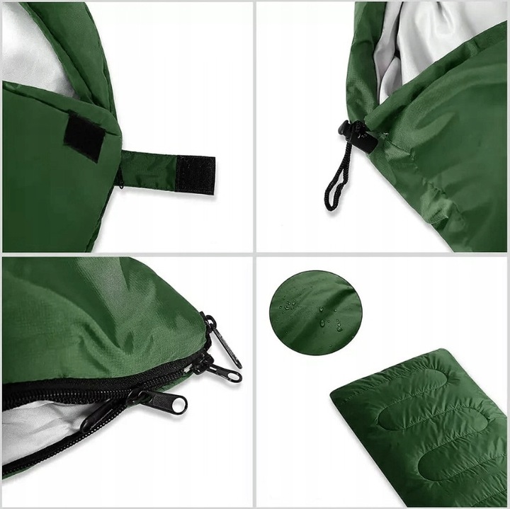 Sac de dormit turistic, Maibang, 2 in 1, impermeabil, hipoalergenic, verde, 210x75 cm