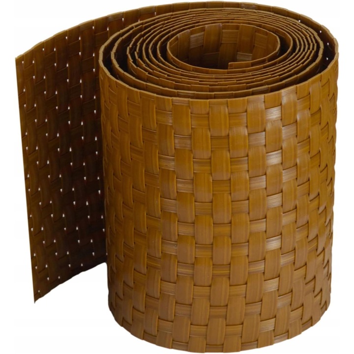 Panglica de protectie pentru gard, 255x19cm, tehnorattan, culoare maro, set de montaj inclus
