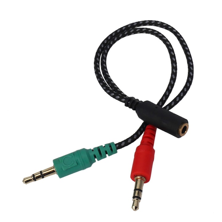 Audio adapter 3.5mm, szett, fekete-piros-zöld, 3mm