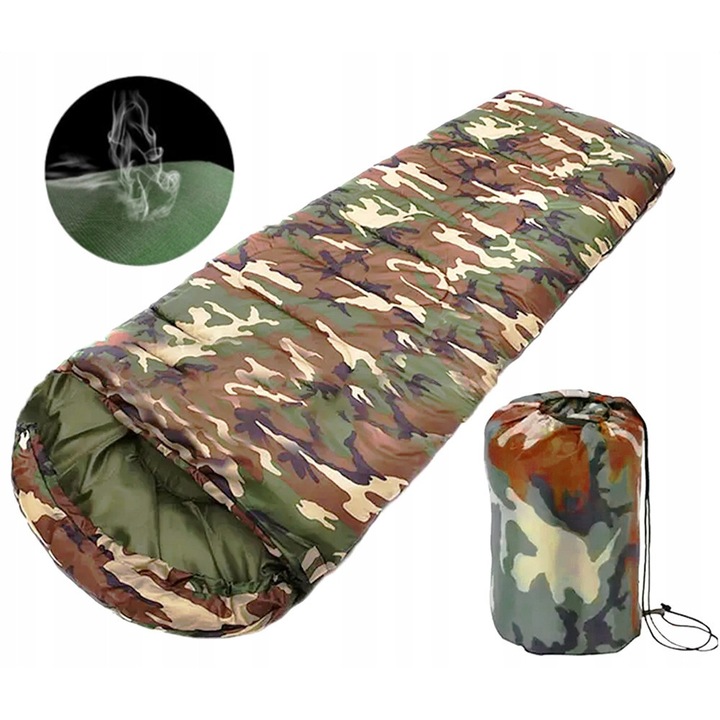 Спален чувал туристически 2в1, Maibang, Модел Гора Моро, Одеяло с качулка, Лек и топъл с хипоалергенен пълнеж, Водоустойчив и лесен за почистване, Идеален за бивак, къмпинг и трекинг, Включен практичен калъф, 210 x 75 см